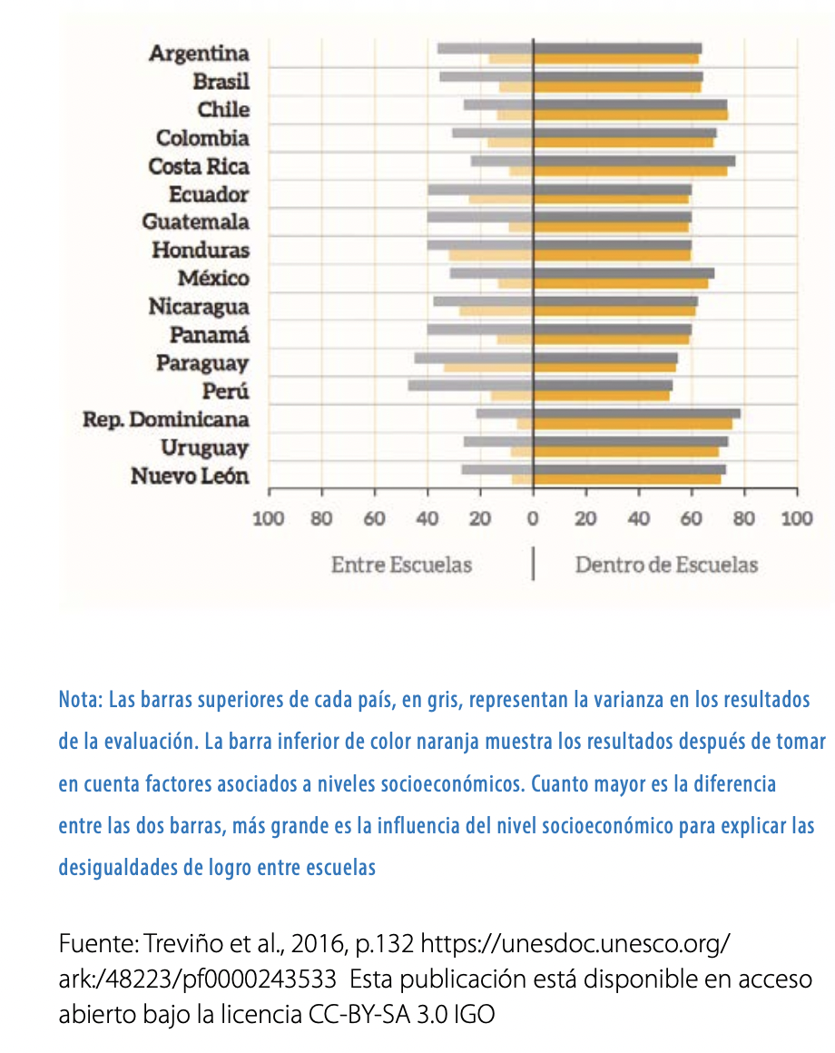 Variation of scientific education performance between countries and within schools